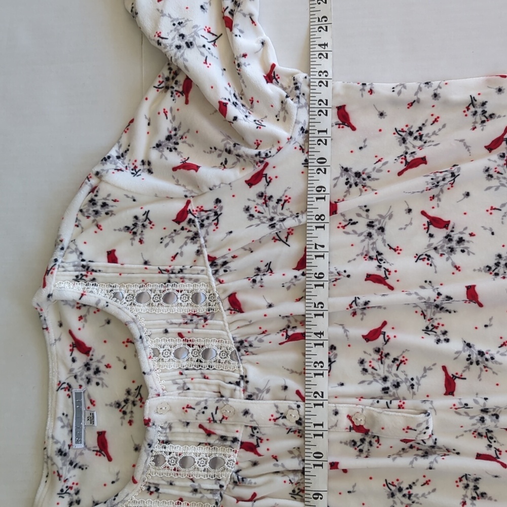 Secret Treasures Velour Long Sleeve Sleep Gown XL White Red Gray - Picture 15 of 16
